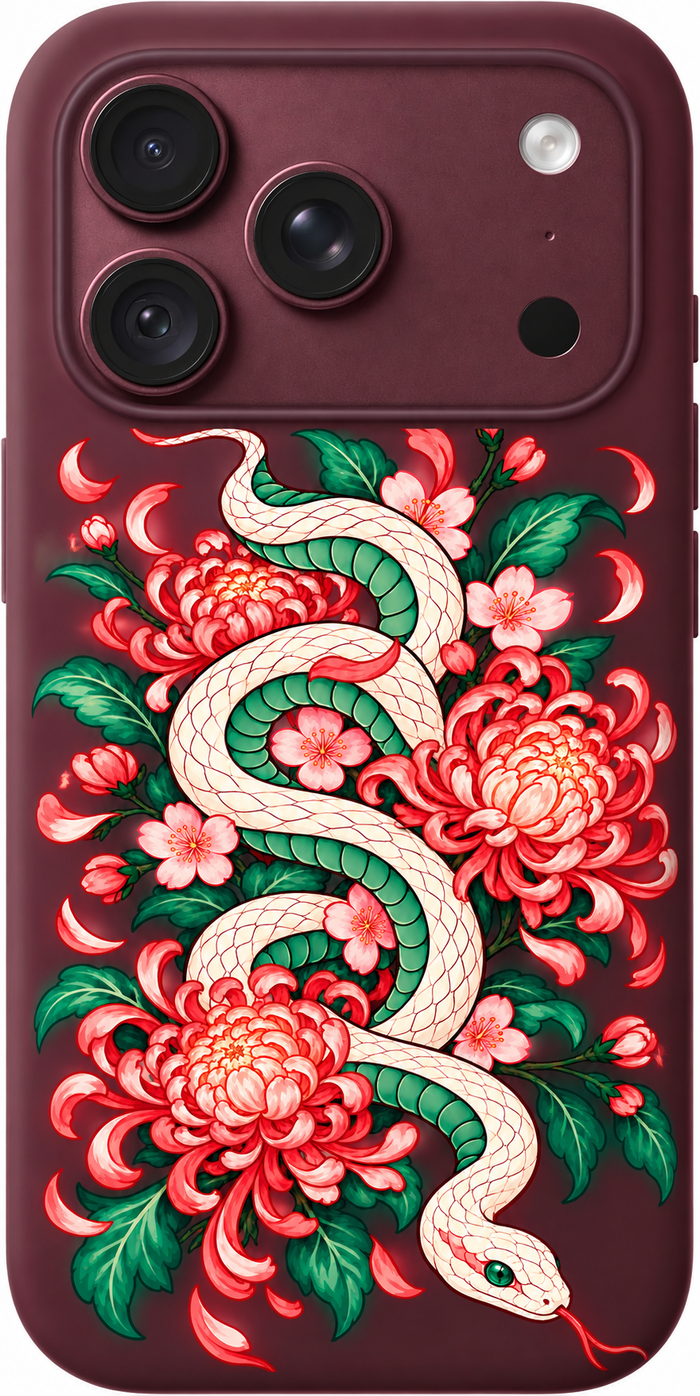 Jade Serpent Bloom iPhone Case