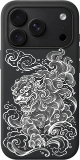 Guardian Lion Cloudsong iPhone case design preview in Black. Model-specific fit and camera openings vary.