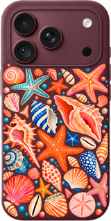 Seashell Carnival iPhone case design preview in Burgundy. Model-specific fit and camera openings vary.