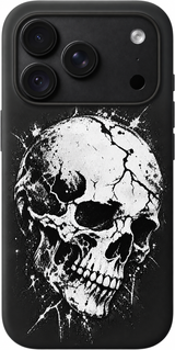 Distressed Skull Echo iPhone case design preview in Black. Model-specific fit and camera openings vary.