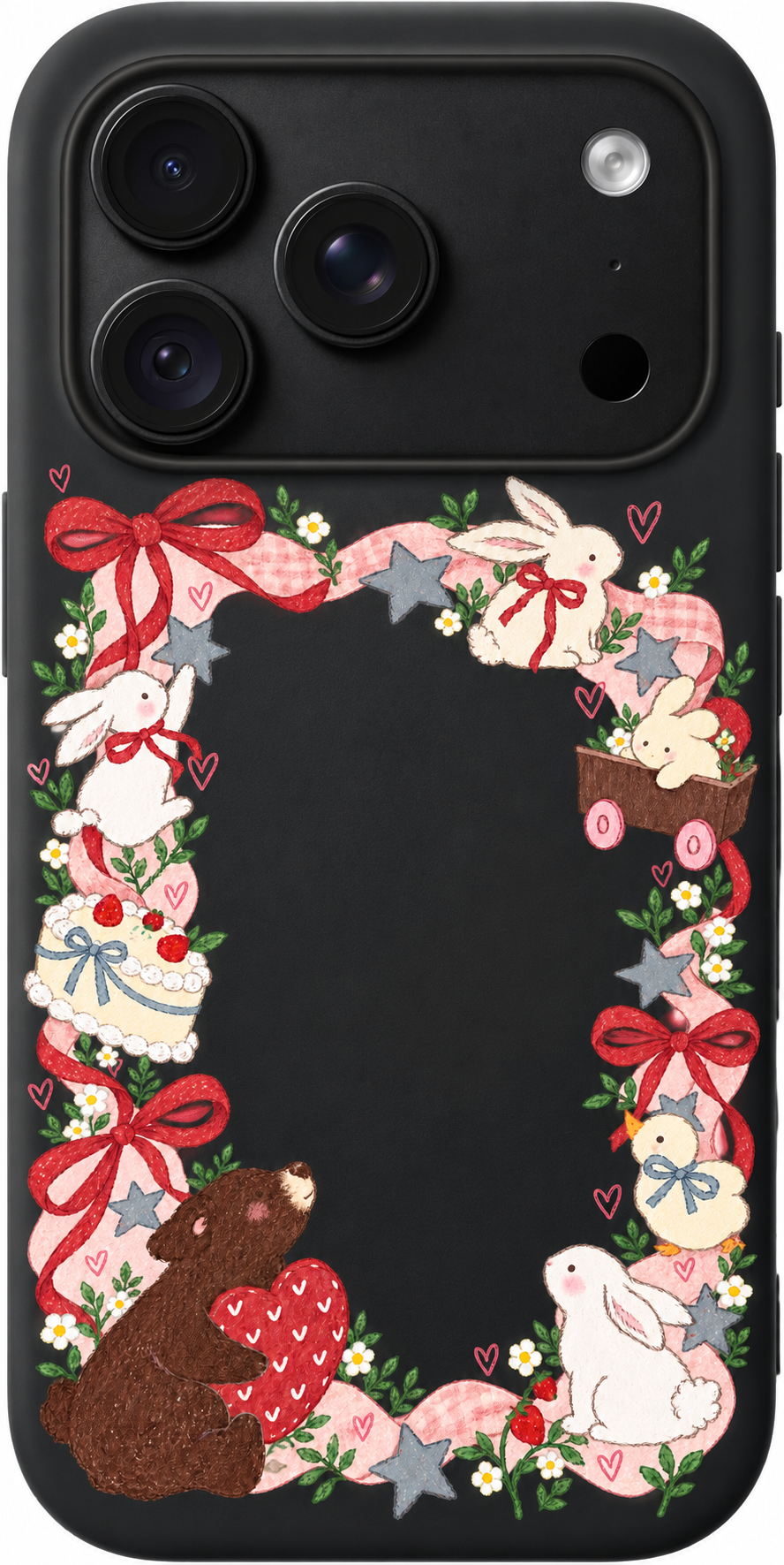 Woodland Love Parade iPhone case design preview in Black. Model-specific fit and camera openings vary.