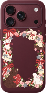Woodland Love Parade iPhone case design preview in Burgundy. Model-specific fit and camera openings vary.
