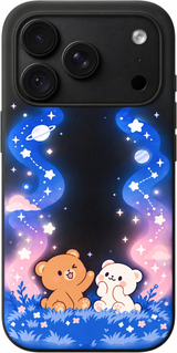 Stargazing Cub Duo iPhone case design preview in Black. Model-specific fit and camera openings vary.