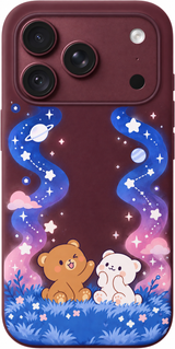 Stargazing Cub Duo iPhone case design preview in Burgundy. Model-specific fit and camera openings vary.