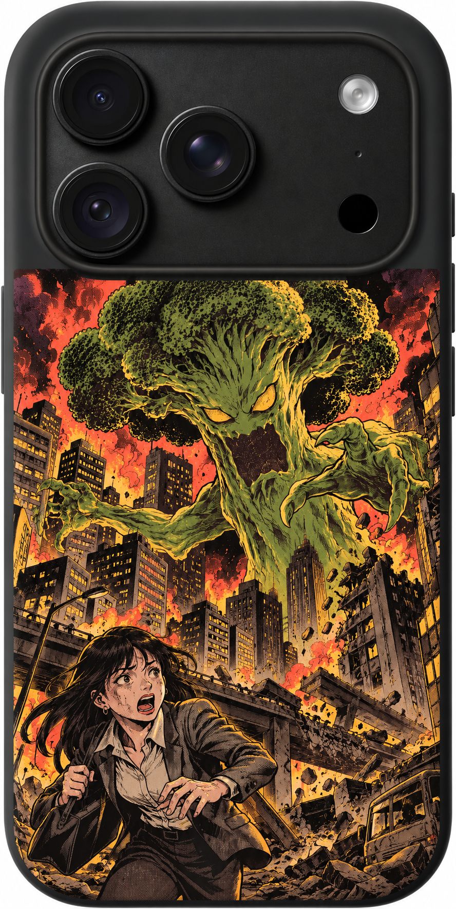 Broccoli City Rampage iPhone case design preview in Black. Model-specific fit and camera openings vary.