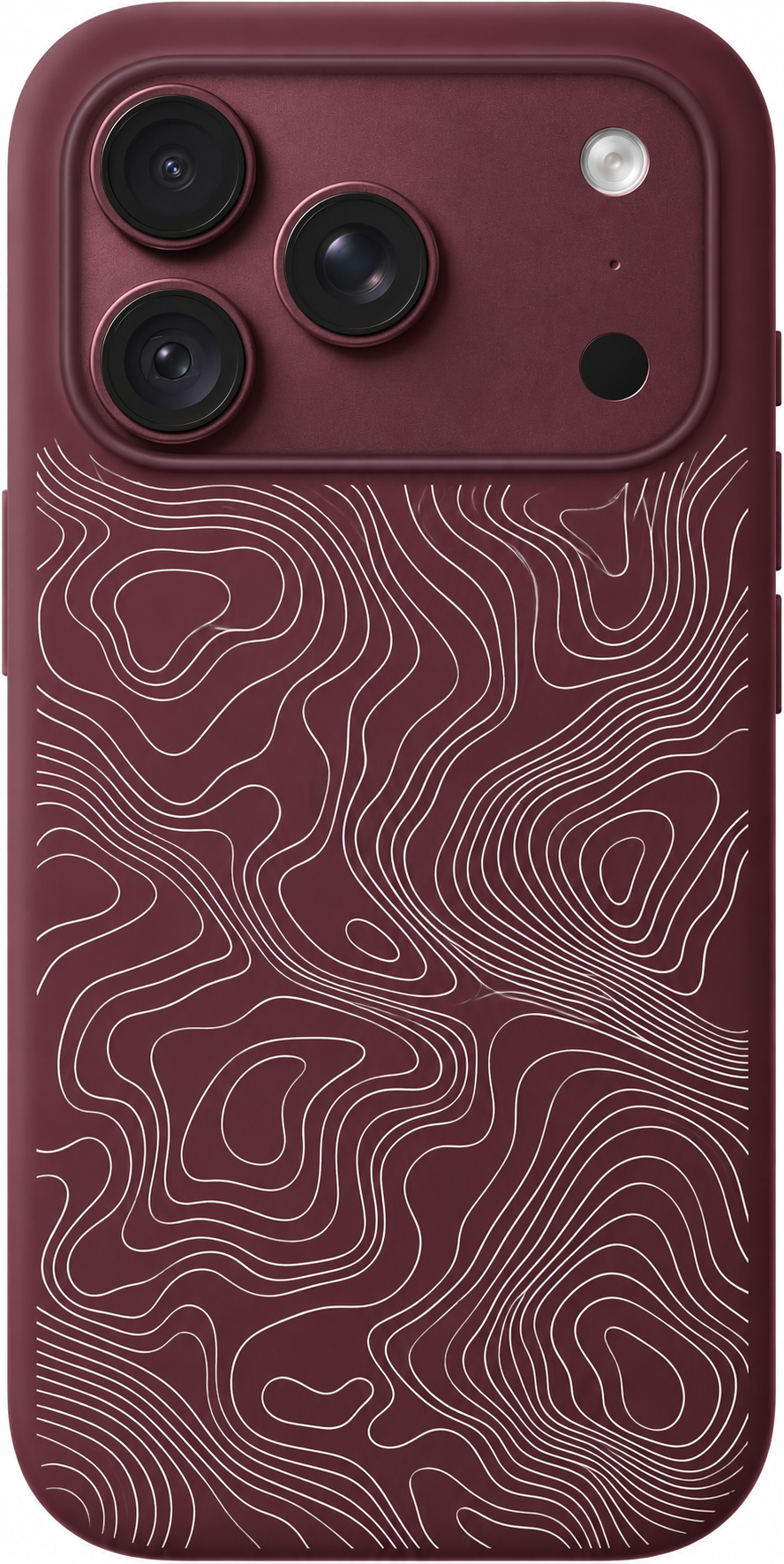 Contour Wander iPhone case design preview in Burgundy. Model-specific fit and camera openings vary.