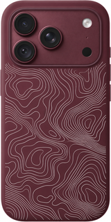 Contour Wander iPhone case design preview in Burgundy. Model-specific fit and camera openings vary.