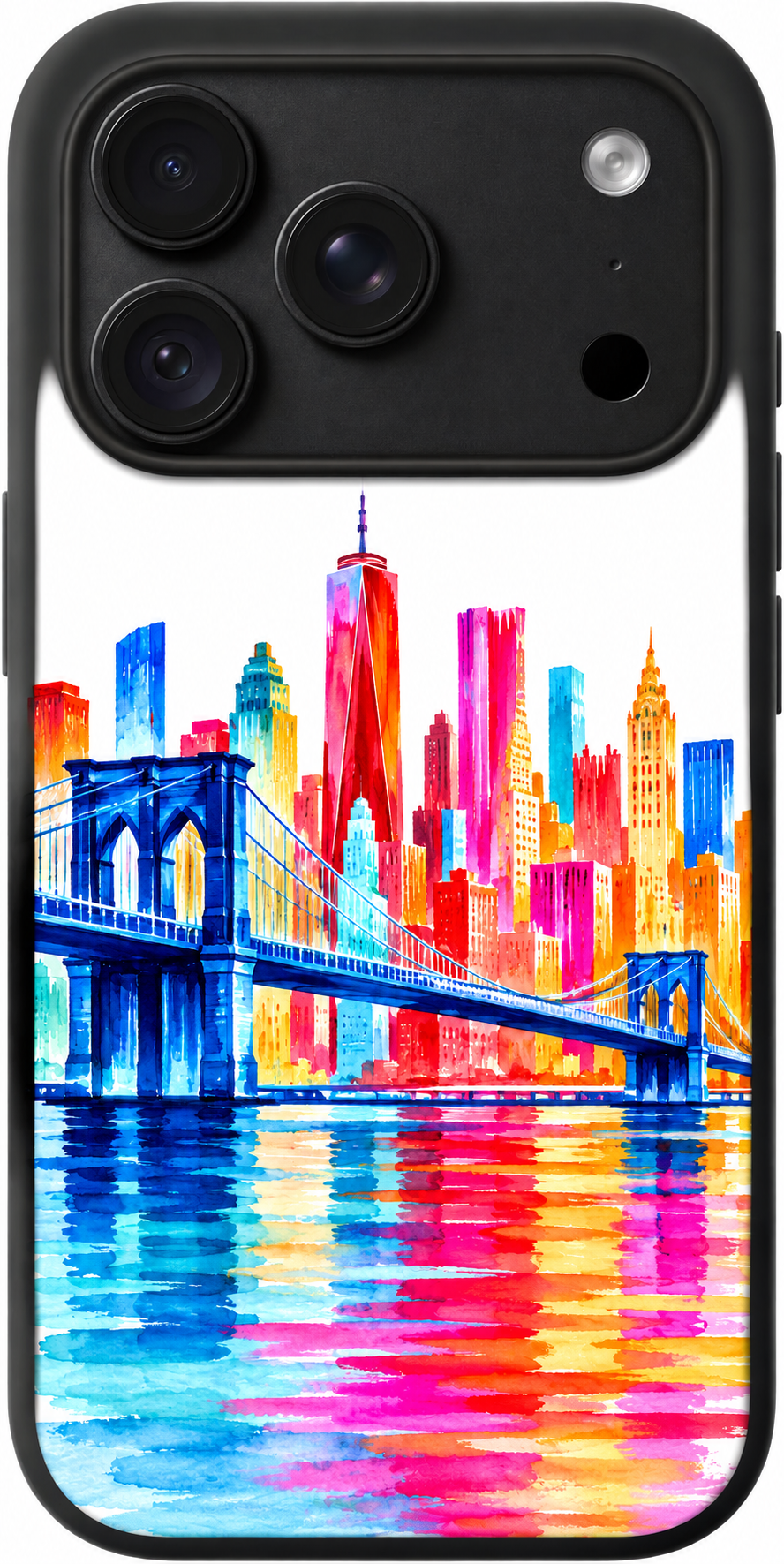 City Prism Reflections iPhone case design preview in Black. Model-specific fit and camera openings vary.