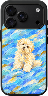 Blue Breeze Pup iPhone case design preview in Black. Model-specific fit and camera openings vary.