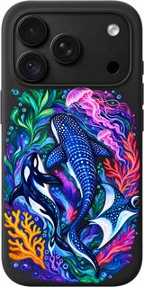 Ocean Royal Drift iPhone case design preview in Black. Model-specific fit and camera openings vary.