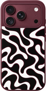 Monochrome Meander iPhone case design preview in Burgundy. Model-specific fit and camera openings vary.
