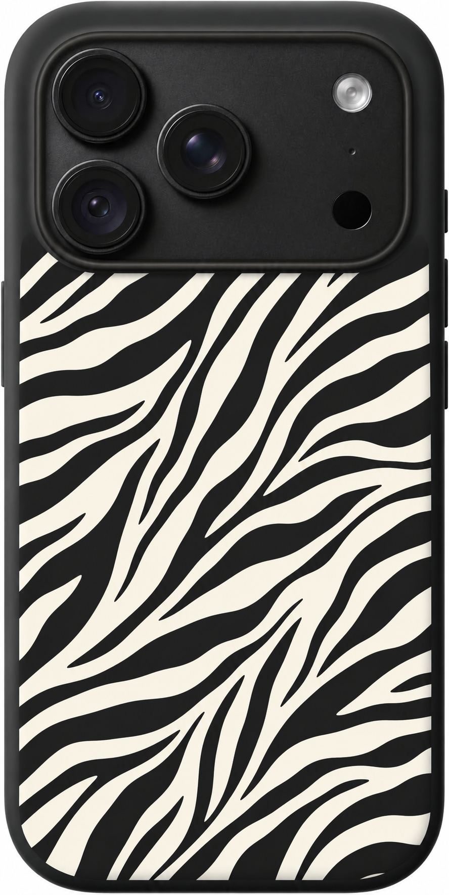 Zebra Current iPhone case design preview in Black. Model-specific fit and camera openings vary.