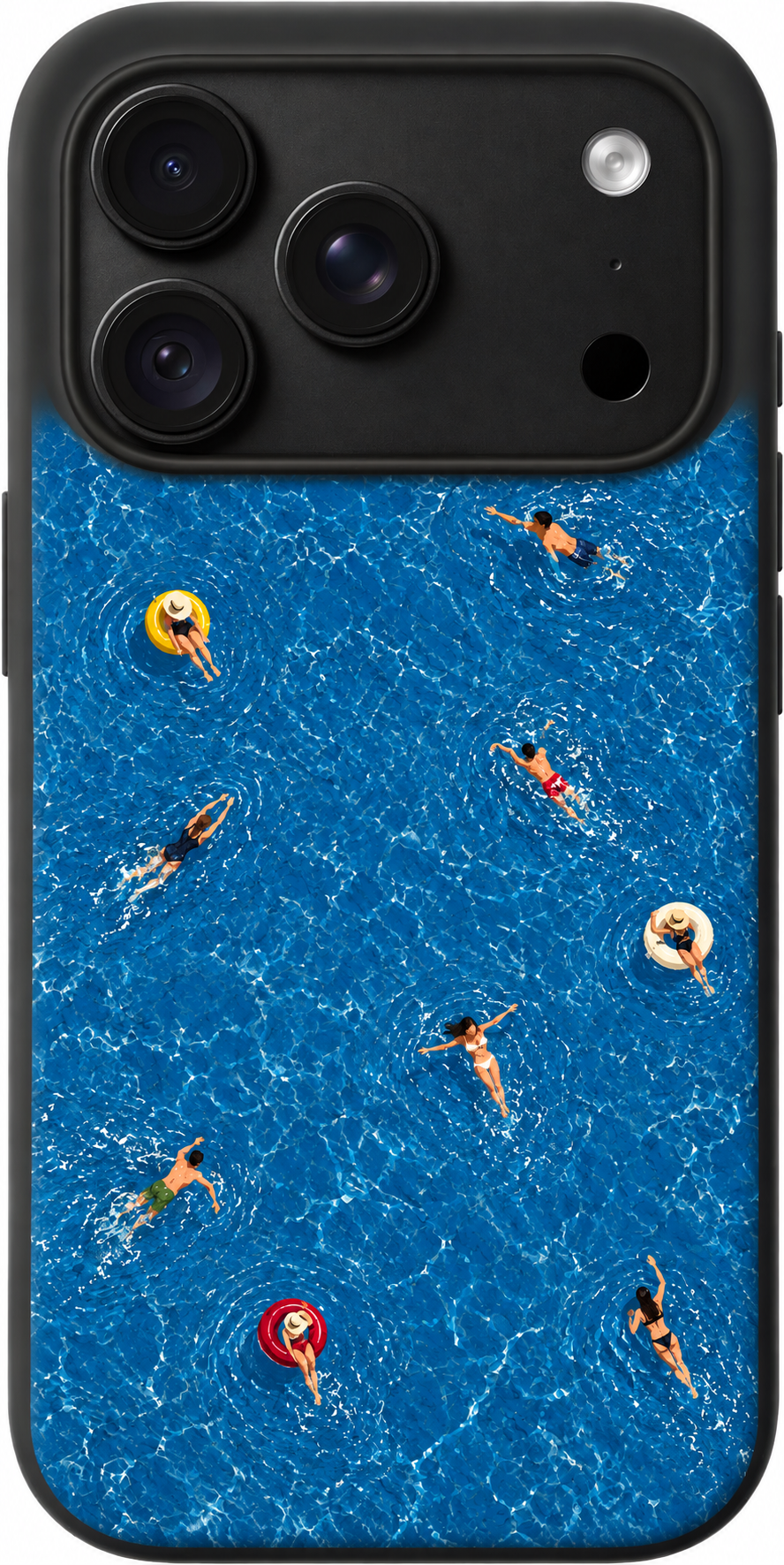 Pool Day Drifters iPhone case design preview in Black. Model-specific fit and camera openings vary.