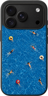 Pool Day Drifters iPhone case design preview in Black. Model-specific fit and camera openings vary.