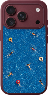 Pool Day Drifters iPhone case design preview in Burgundy. Model-specific fit and camera openings vary.