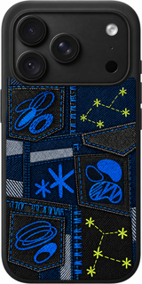 Midnight Pocket Doodles iPhone case design preview in Black. Model-specific fit and camera openings vary.