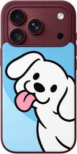 Playful Pup Lick iPhone case design preview in Burgundy. Model-specific fit and camera openings vary.