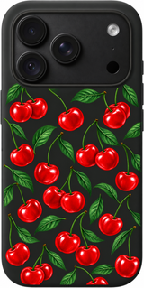 Cherry Orchard Dance iPhone case design preview in Black. Model-specific fit and camera openings vary.