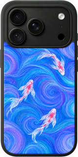 Koi Current Reverie iPhone case design preview in Black. Model-specific fit and camera openings vary.