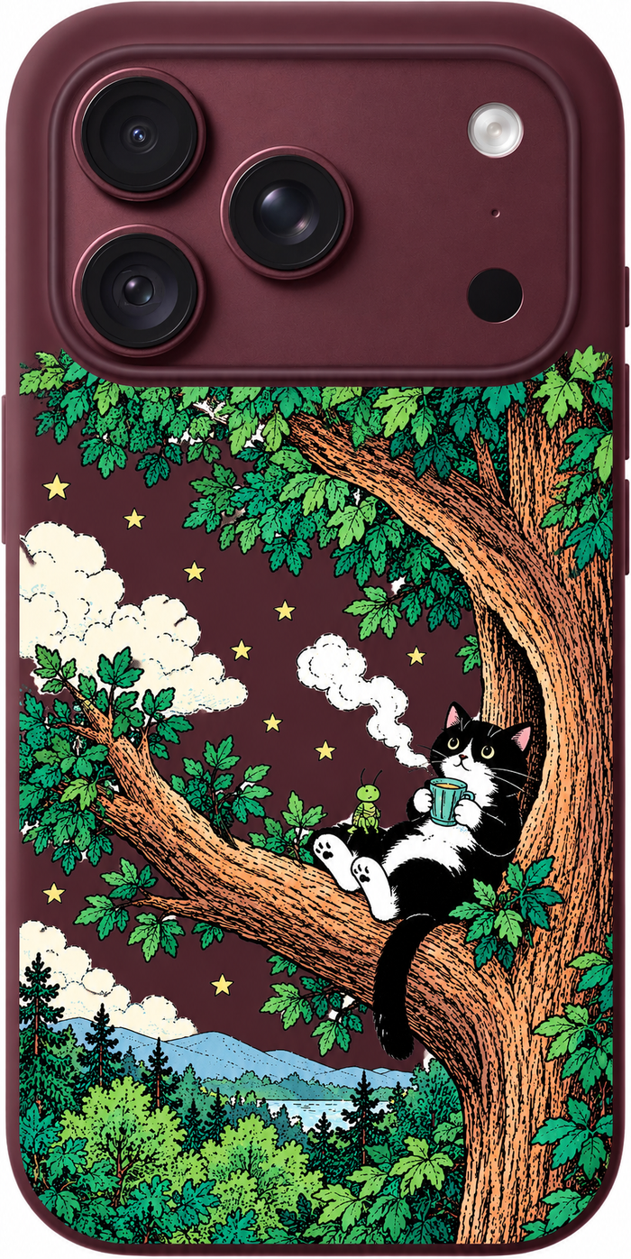 Treehouse Cat Pause iPhone Case