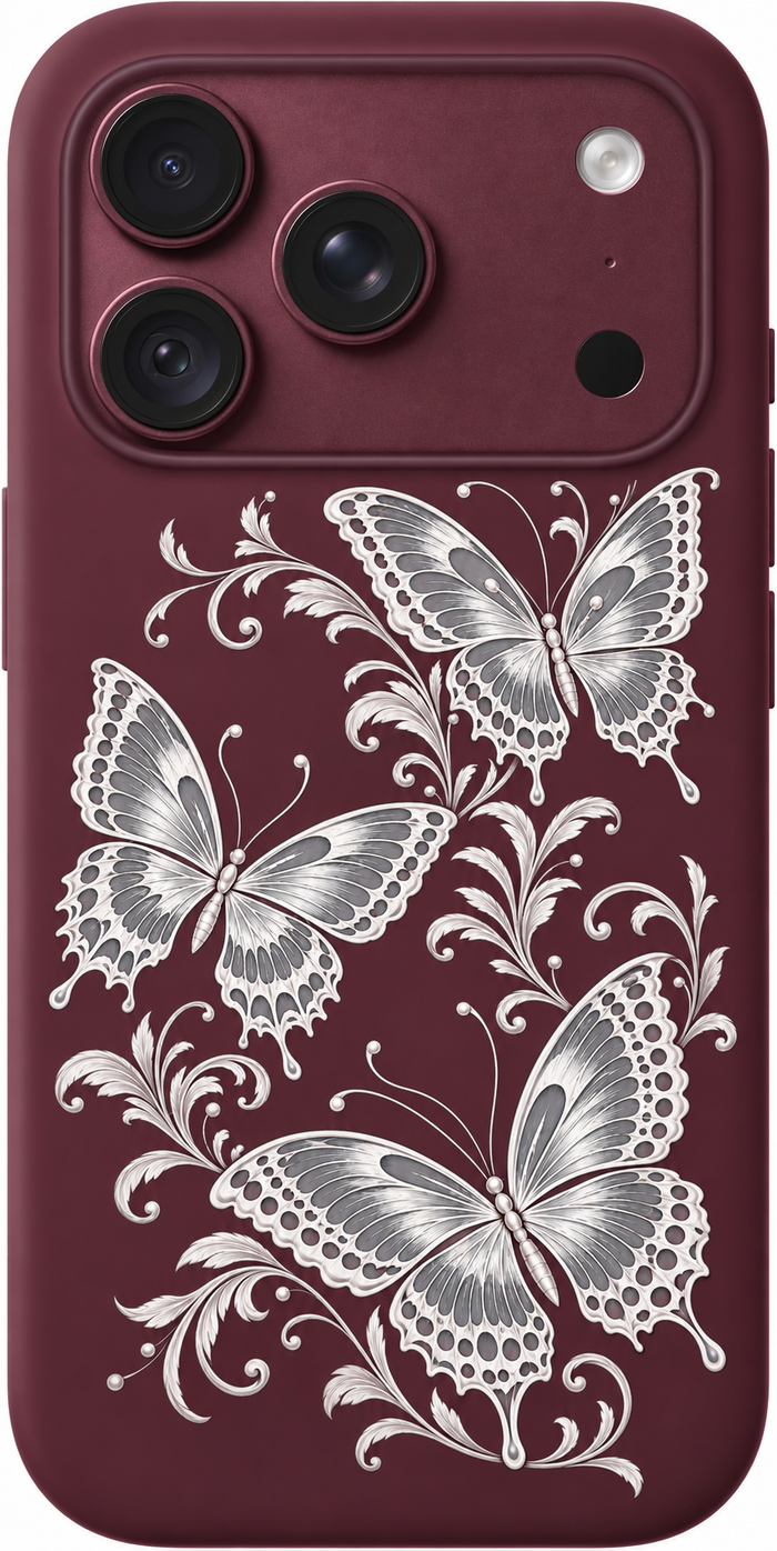 Silver Butterfly Scroll iPhone Case