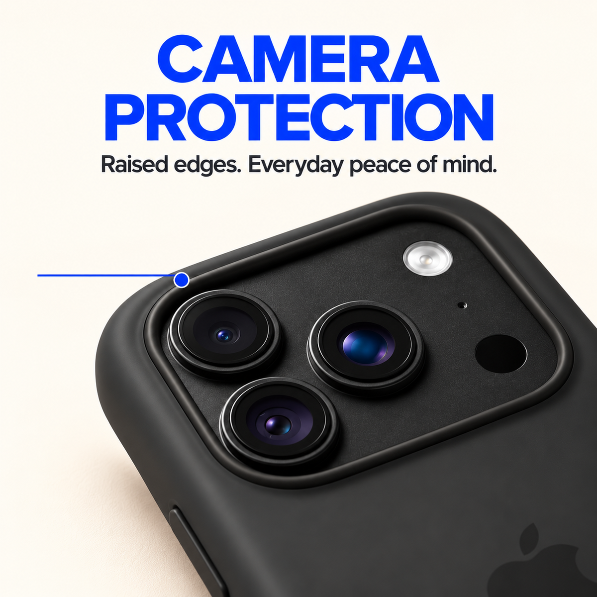 Marblefy feature: camera. Illustrative black case reference.